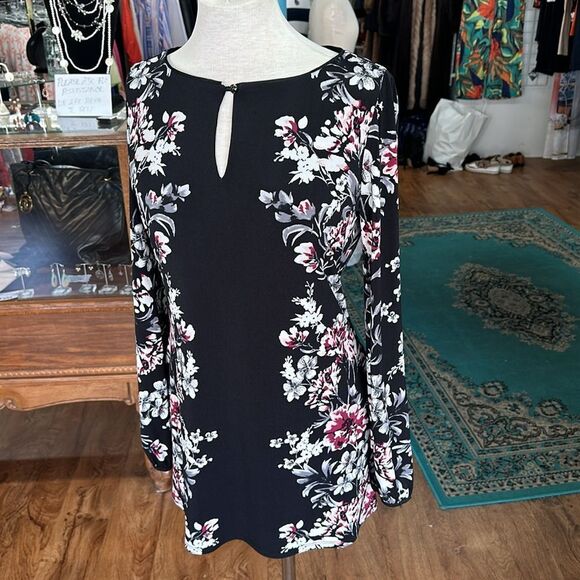 WHBM Black Floral Tunic/Dress Size Small - Picture 3 of 12